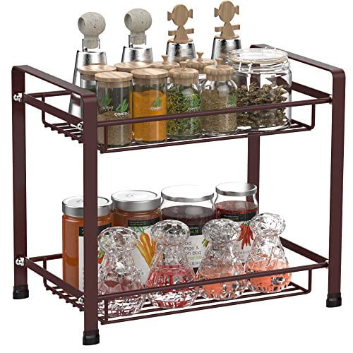 2-Tier Spice Rack Kitchen Countertop Organizers Wire Basket Storage Bathroom S//L